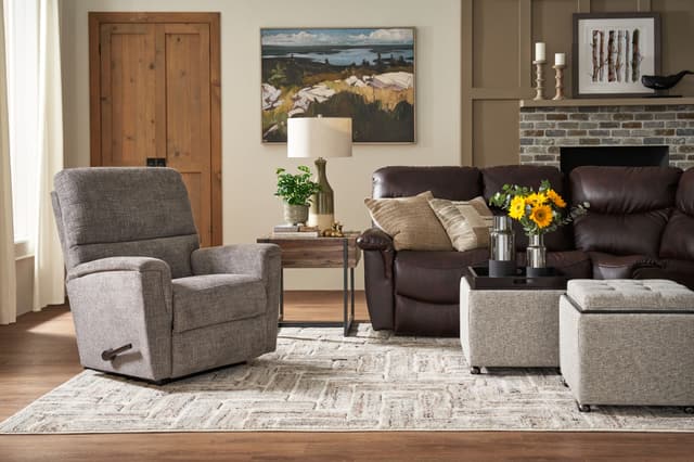 Front view of a casual living room with a La-Z-Boy recliner Front view of a casual living room with a La-Z-Boy recliner